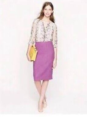 J crew purple wool pencil skirt